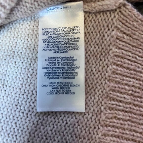 Chaps Womens Ombré Sweater Medium Cotton/Acrylic Blend Pink & Beige - Picture 6 of 6